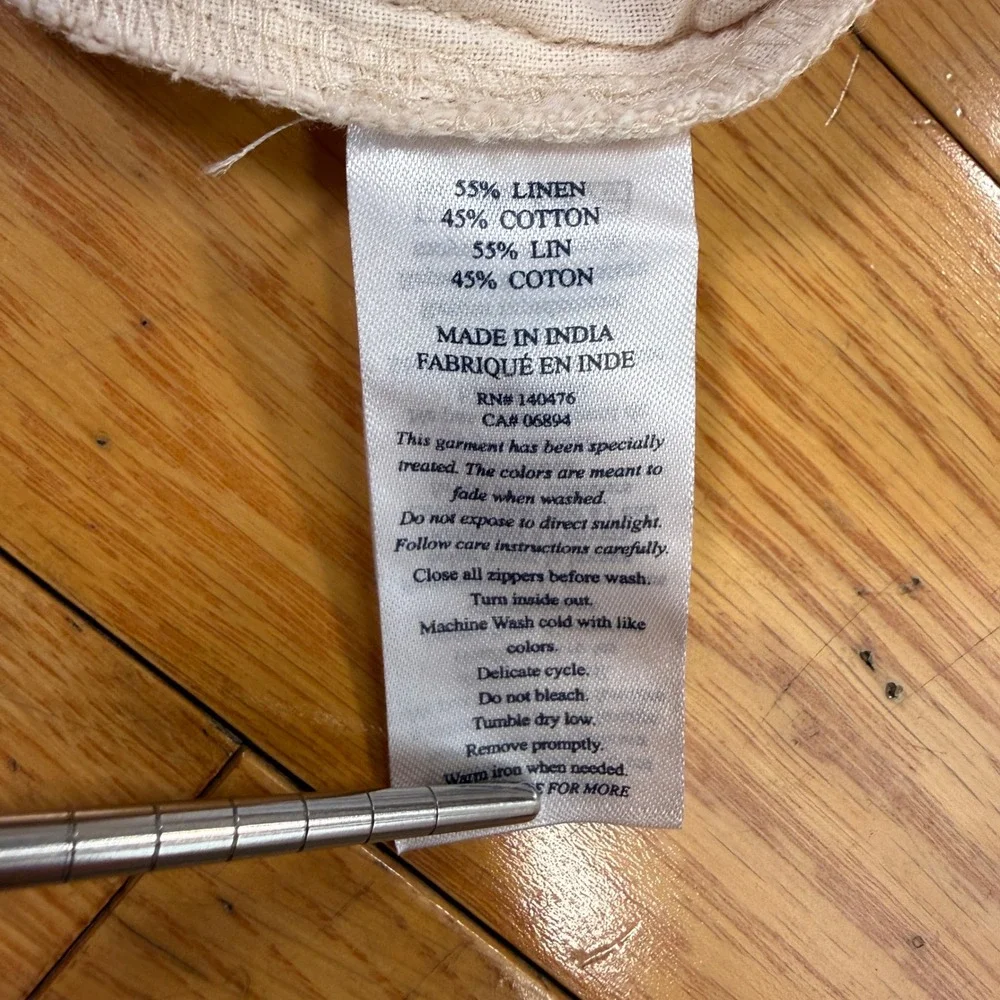 Faherty Malibu Size 36 Linen Cotton Blend‎ Flat Front Shorts Cream